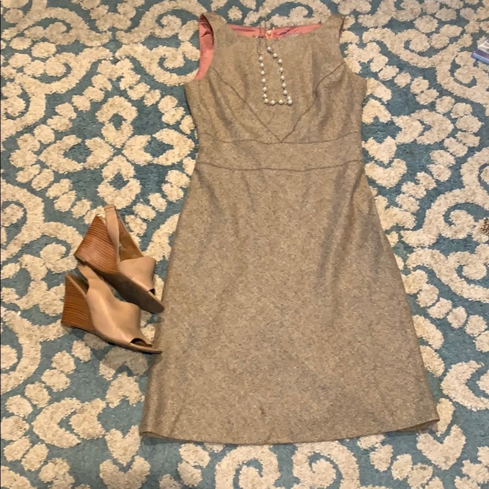 Ann Taylor Cream Wool Sheath Dress - 2P